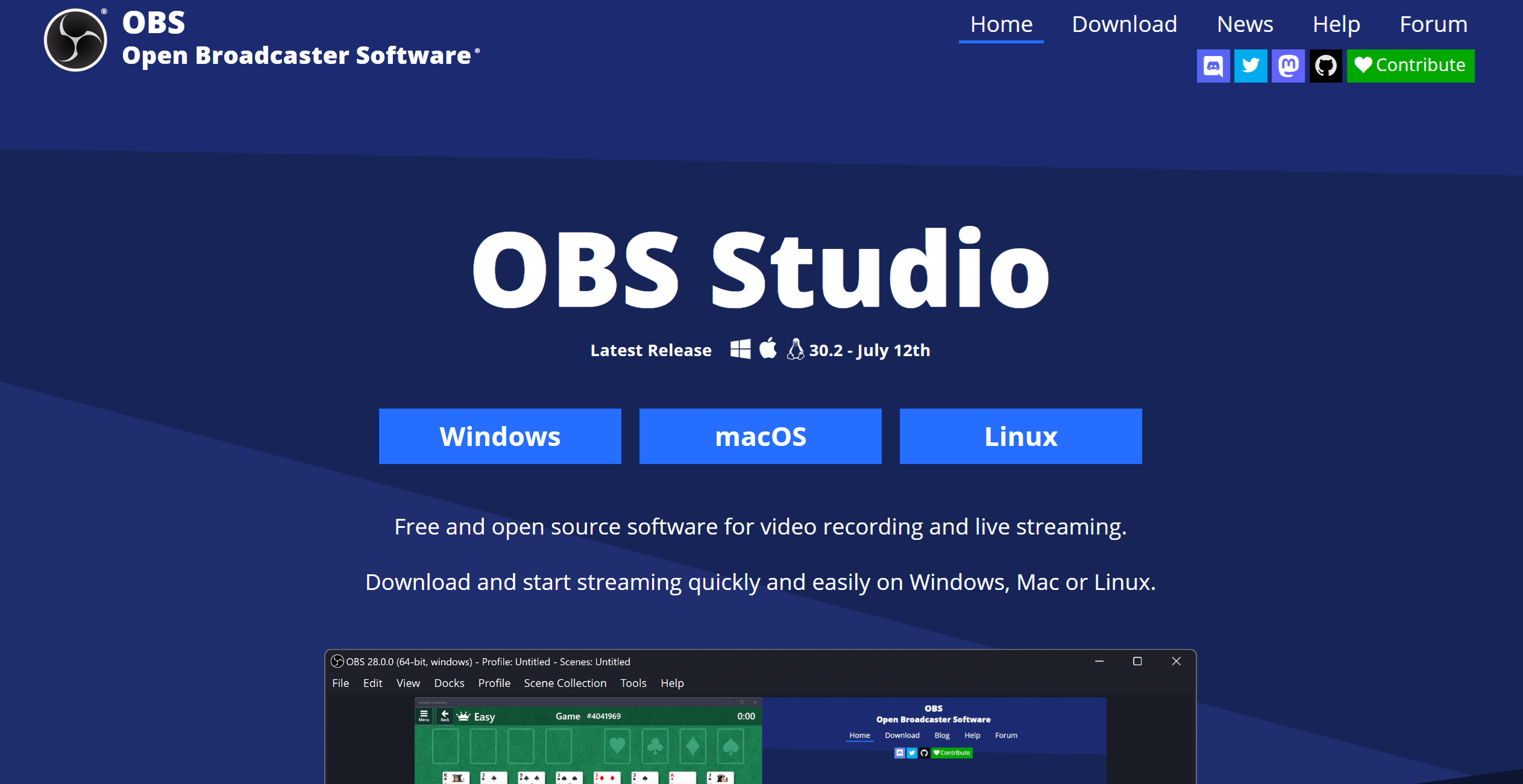 obs studio homepage